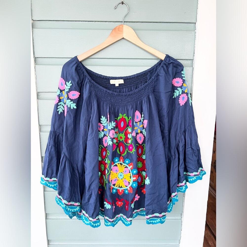 Rubyyaya Anthro embroidered peasant blouse prairie fairycore folk Johnny was XS